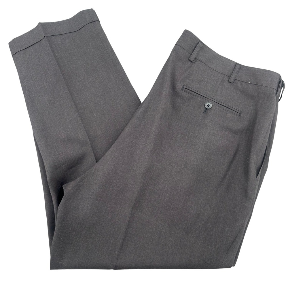 Jos A Bank Travelers Collection Mens 42x30 100% Wool Charcoal Gray Pleated Pants